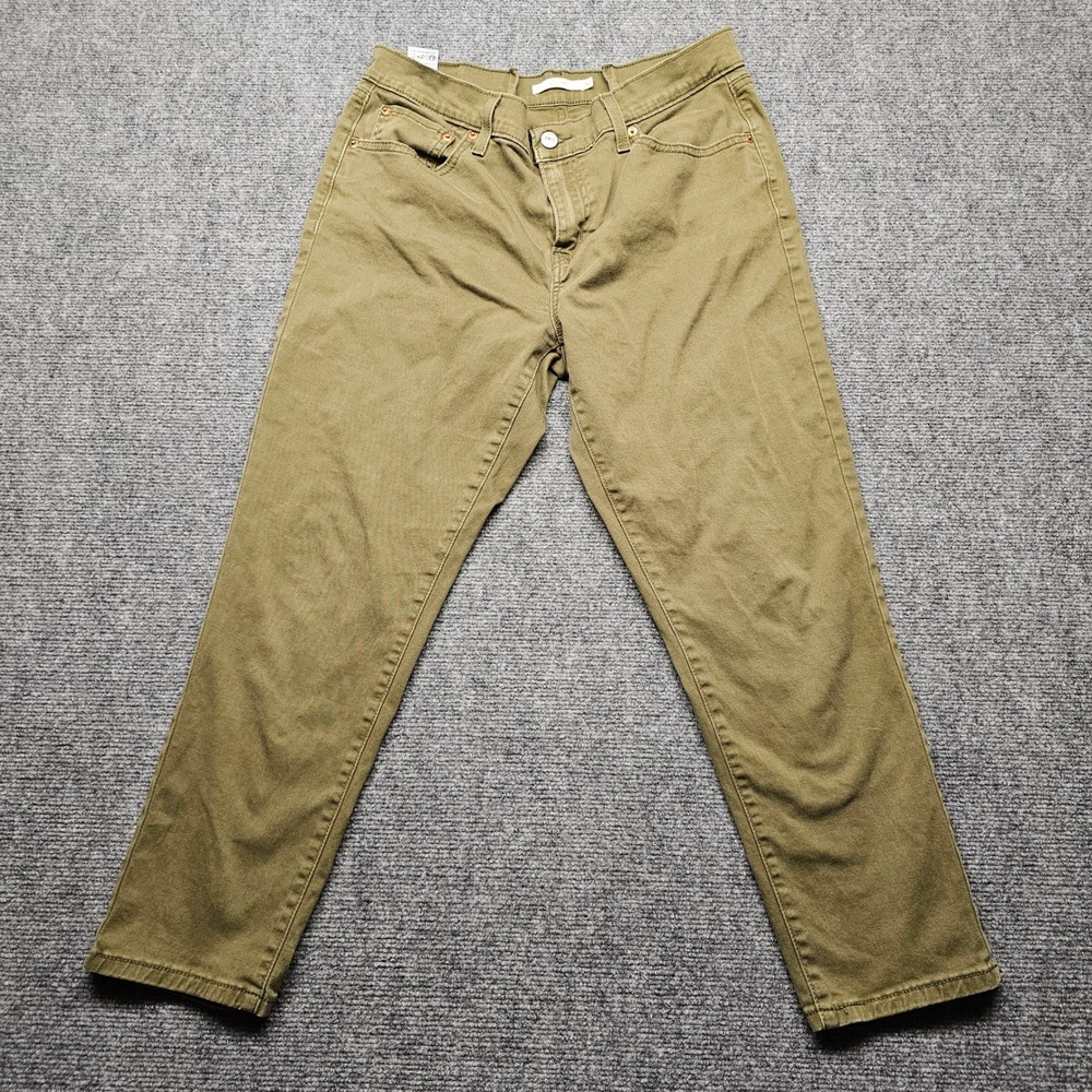 Levis Boyfriend Jeans Womens 32 Olive Green Mid Rise Tapered Leg 19887-0327